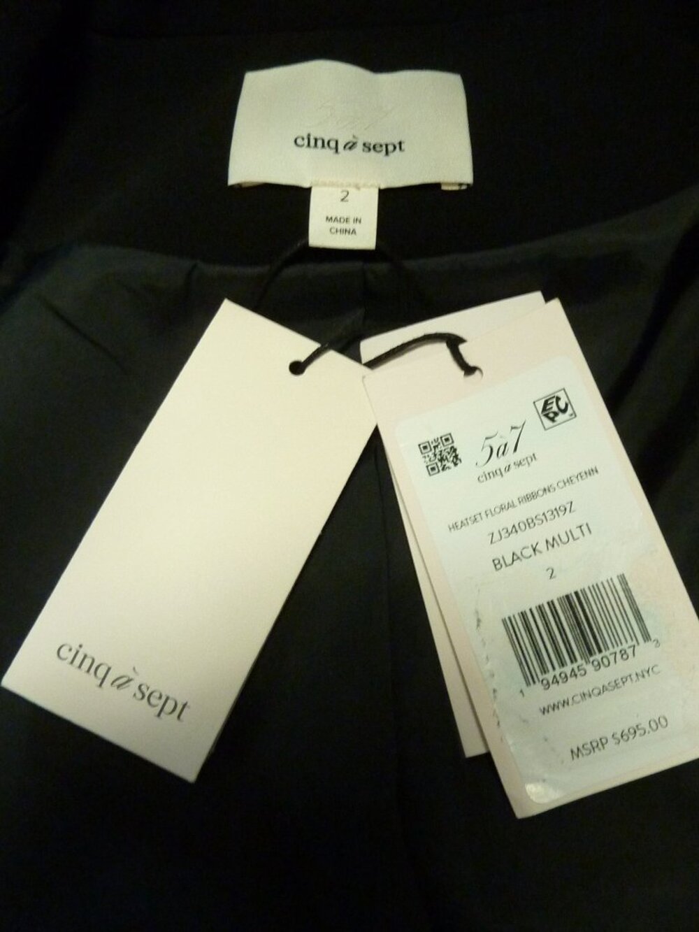 Cinq à Sept Floral Ribbons Diamante Crepe Jacket - Picture 10 of 10